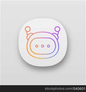 Chatbot message app icon. UI/UX user interface. Chat bot. Virtual assistant. Digital support service. Web or mobile application. Vector isolated illustration. Chatbot message app icon