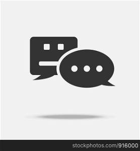 Chatbot notification bubble alert messenger icon with personal user communication technology. Push notification digital transformation system concept. Black white flat design symbol graphic vector
