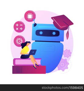 Chatbot self learning abstract concept vector illustration. Chatbot ability, virtual assistants, AI chat software development, machine self learning, advanced bot service abstract metaphor.. Chatbot self learning abstract concept vector illustration.