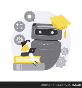 Chatbot self learning abstract concept vector illustration. Chatbot ability, virtual assistants, AI chat software development, machine self learning, advanced bot service abstract metaphor.. Chatbot self learning abstract concept vector illustration.