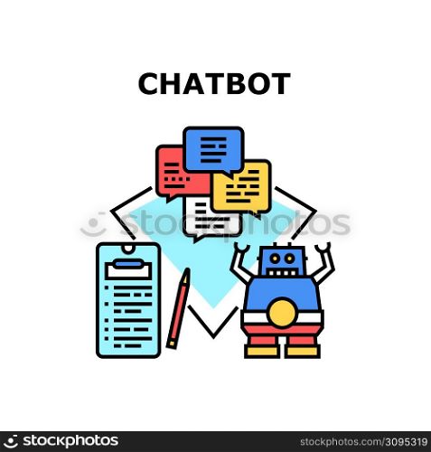 Chatbot System Vector Icon Concept. Online Chatbot System For Supporting And Consulting Customer On Internet Web Site Or Store Service. Chatting With Bot, Roboting Consultation Color Illustration. Chatbot System Vector Concept Color Illustration