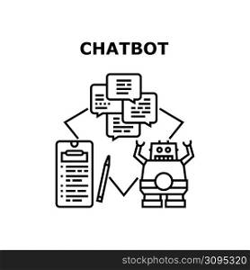 Chatbot System Vector Icon Concept. Online Chatbot System For Supporting And Consulting Customer On Internet Web Site Or Store Service. Chatting With Bot, Roboting Consultation Black Illustration. Chatbot System Vector Concept Color Illustration