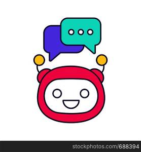 Chatbot with speech bubbles color icon. Modern robot. Talkbot typing answer. Online support. Virtual assistant. Chat bot. Contour symbol. Isolated vector illustration. Chatbot with speech bubbles color icon