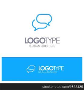 Chatting, Chat, Sms, Mail Blue Outline Logo Place for Tagline