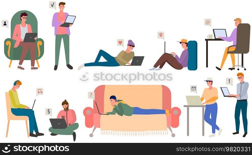 Chatting, communication and sending messages via Internet. People using laptop to chat. Typing on computer keyboard, online home relaxation. Spends time at laptop for communication. Buy, love online. Chatting, communication and sending messages via Internet. People using laptop to chat