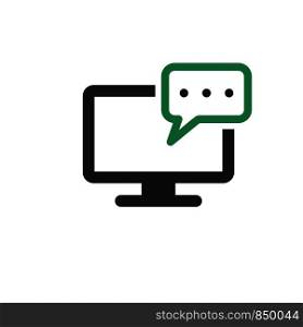 Chatting Desktop Screen, Monitor, Computer Icon Logo Template Illustration Design. Vector EPS 10.