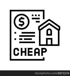 cheap house construction line icon vector. cheap house construction sign. isolated contour symbol black illustration. cheap house construction line icon vector illustration