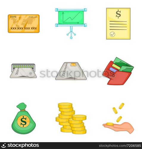 Cheap loan icons set. Cartoon set of 9 cheap loan vector icons for web isolated on white background. Cheap loan icons set, cartoon style
