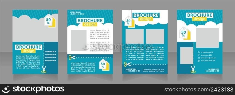 Cheap vacation package blank brochure design. Special offer. Template set with copy space for text. Premade corporate reports collection. Editable 4 paper pages. Ubuntu Bold, Regular fonts used. Cheap vacation package blank brochure design
