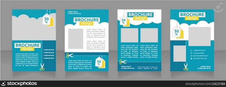Cheap vacation package blank brochure design. Special offer. Template set with copy space for text. Premade corporate reports collection. Editable 4 paper pages. Ubuntu Bold, Regular fonts used. Cheap vacation package blank brochure design