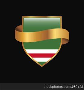 Chechen Republic of Lchkeria flag Golden badge design vector