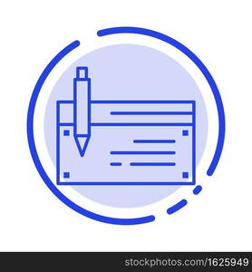 Check, Account, Bank, Banking, Finance, Financial, Payment Blue Dotted Line Line Icon