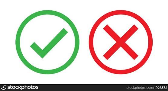 Check and cross mark in round, for your vector flat style design.