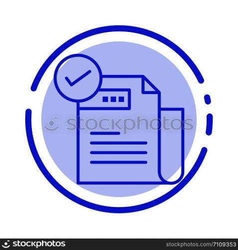 Check, Checklist, Feature, Featured, Features, Blue Dotted Line Line Icon
