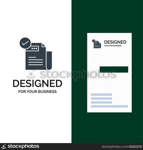 Check, Checklist, Feature, Featured, Features, Grey Logo Design and Business Card Template