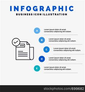 Check, Checklist, Feature, Featured, Features, Line icon with 5 steps presentation infographics Background