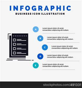 Check, checklist, list, task, to do Infographics Template for Website and Presentation. GLyph Gray icon with Blue infographic style vector illustration.. Vector EPS10 Abstract Template background
