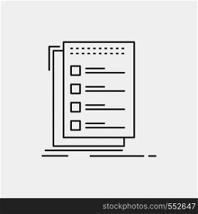Check, checklist, list, task, to do Line Icon. Vector isolated illustration. Vector EPS10 Abstract Template background