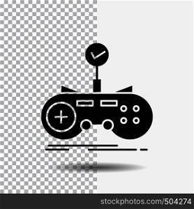 Check, controller, game, gamepad, gaming Glyph Icon on Transparent Background. Black Icon. Vector EPS10 Abstract Template background