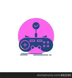Check, controller, game, gamepad, gaming Glyph Icon.. Vector EPS10 Abstract Template background