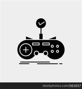 Check, controller, game, gamepad, gaming Glyph Icon. Vector isolated illustration. Vector EPS10 Abstract Template background