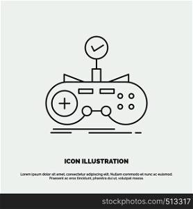 Check, controller, game, gamepad, gaming Icon. Line vector gray symbol for UI and UX, website or mobile application. Vector EPS10 Abstract Template background