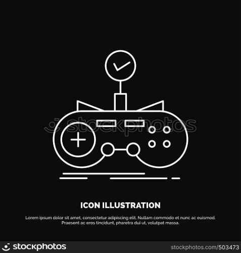 Check, controller, game, gamepad, gaming Icon. Line vector symbol for UI and UX, website or mobile application. Vector EPS10 Abstract Template background
