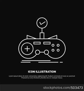 Check, controller, game, gamepad, gaming Icon. Line vector symbol for UI and UX, website or mobile application. Vector EPS10 Abstract Template background
