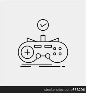 Check, controller, game, gamepad, gaming Line Icon. Vector isolated illustration. Vector EPS10 Abstract Template background