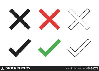 Check cross mark vector icon for your design. Tick isolated concept in flat style.