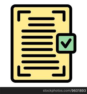 Check document icon outline vector. Credit form. Job report color flat. Check document icon vector flat