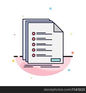 Check, filing, list, listing, registration Flat Color Icon Vector