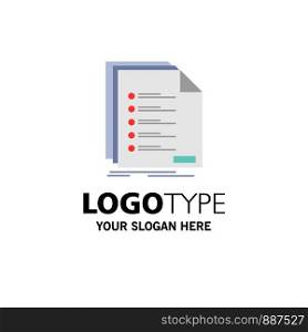 Check, filing, list, listing, registration Flat Color Icon Vector