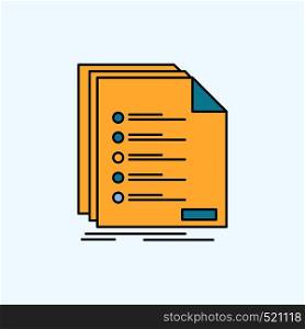 Check, filing, list, listing, registration Flat Icon. green and Yellow sign and symbols for website and Mobile appliation. vector illustration. Vector EPS10 Abstract Template background