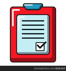 Check list icon. Cartoon illustration of check list vector icon for web. Check list icon, cartoon style