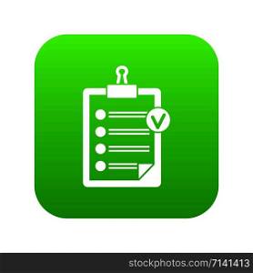 Check list icon digital green for any design isolated on white vector illustration. Check list icon digital green