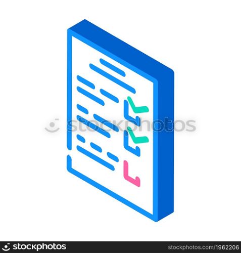 check list isometric icon vector. check list sign. isolated symbol illustration. check list isometric icon vector illustration
