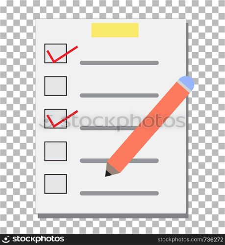 check list transparent. checklist icon. vector pictogram style is a flat.