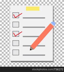 check list transparent. checklist icon. vector pictogram style is a flat.
