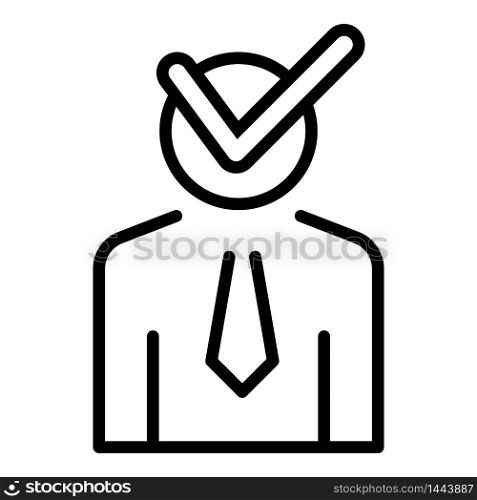 Check man lecture icon. Outline check man lecture vector icon for web design isolated on white background. Check man lecture icon, outline style