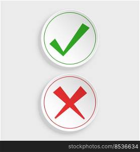 check mark and cross buttons in sticker style design