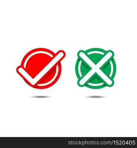 Check Mark and Cross Mark Icons. Vector illustration