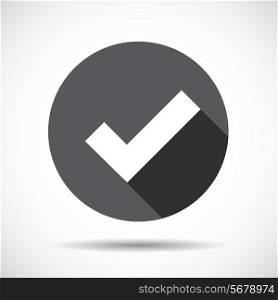 Check Mark Flat Icon with long Shadow. Vector Illustration. EPS10