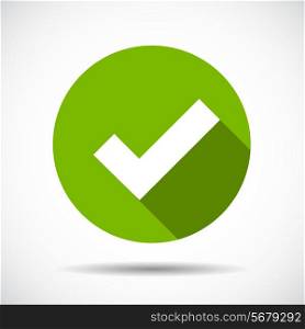 Check Mark Flat Icon with long Shadow. Vector Illustration. EPS10