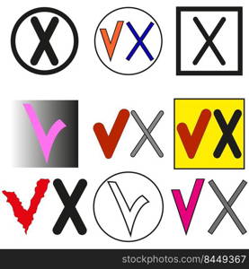 Check mark icon. Checkboxes are different in doodle style. Vector illustration. Stock image. EPS 10.. Check mark icon. Checkboxes are different in doodle style. Vector illustration. Stock image. 