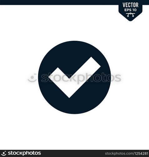 Check mark icon collection in glyph style, solid color vector