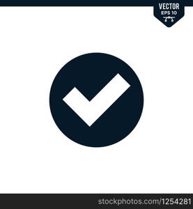 Check mark icon collection in glyph style, solid color vector