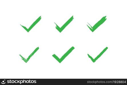 Check mark icon. Correct simbol, vote sign. Ok and yes isolated illustration concept in vector flat style.