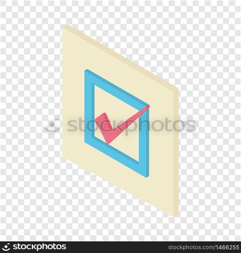 Check mark icon. Isometric illustration of check mark vector icon for web. Check mark icon, isometric 3d style