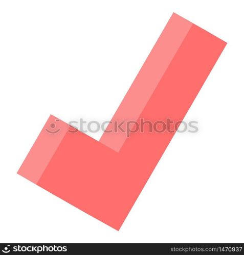 Check mark icon. Isometric of check mark vector icon for web design isolated on white background. Check mark icon, isometric style
